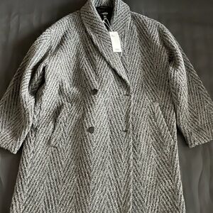 Eileen Fisher Charcoal Chevron Coat